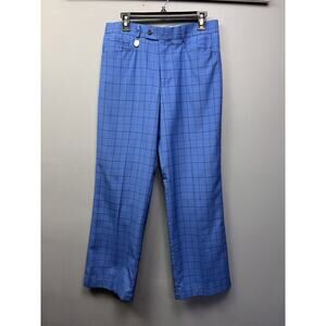 Stromberg Golf Pants Men 34R Blue Check Plaid Straight Trousers Slacks Preppy
